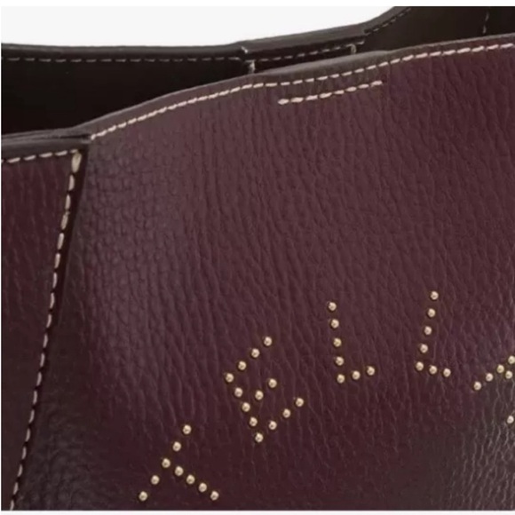 Stella McCartney mini crossbody logo studded bag. Burgundy - Picture 4 of 14